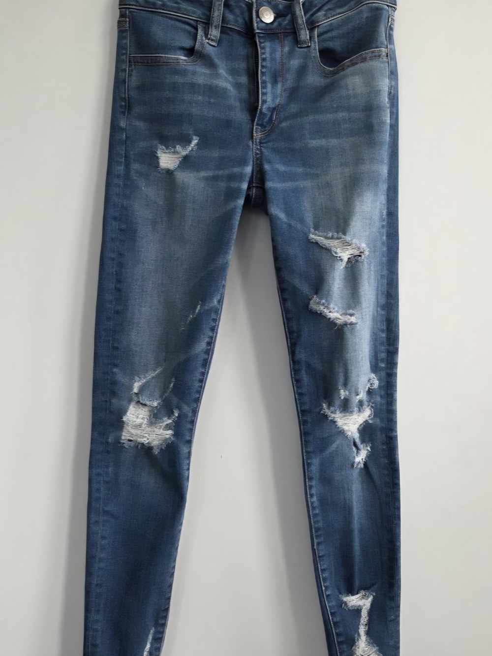 American Eagle Outfitters Women's Distressed Jeggings - Blue, Size 2